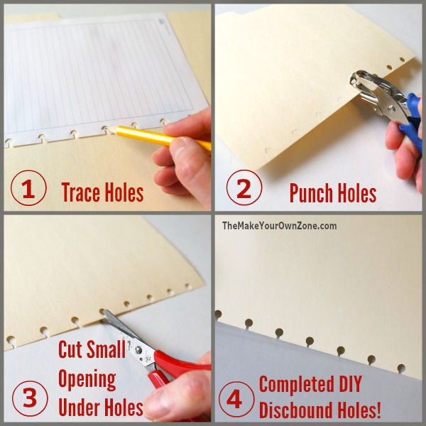 making holes for a disc bound notebook