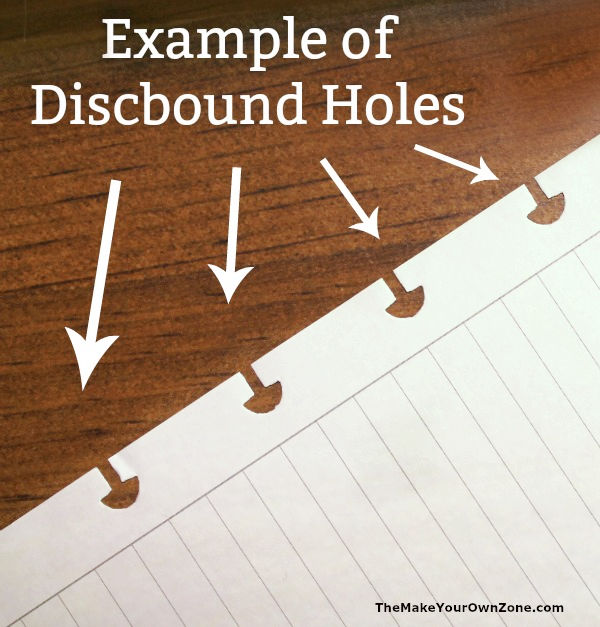 a paper with holes for a disc bound notebook