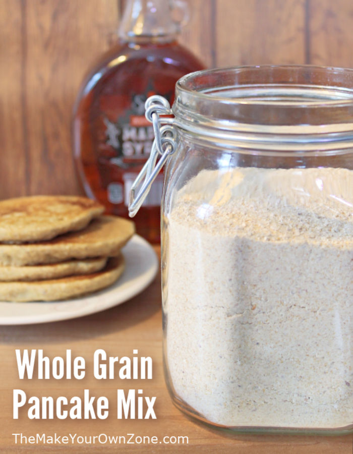 A jar of homemade pancake mix