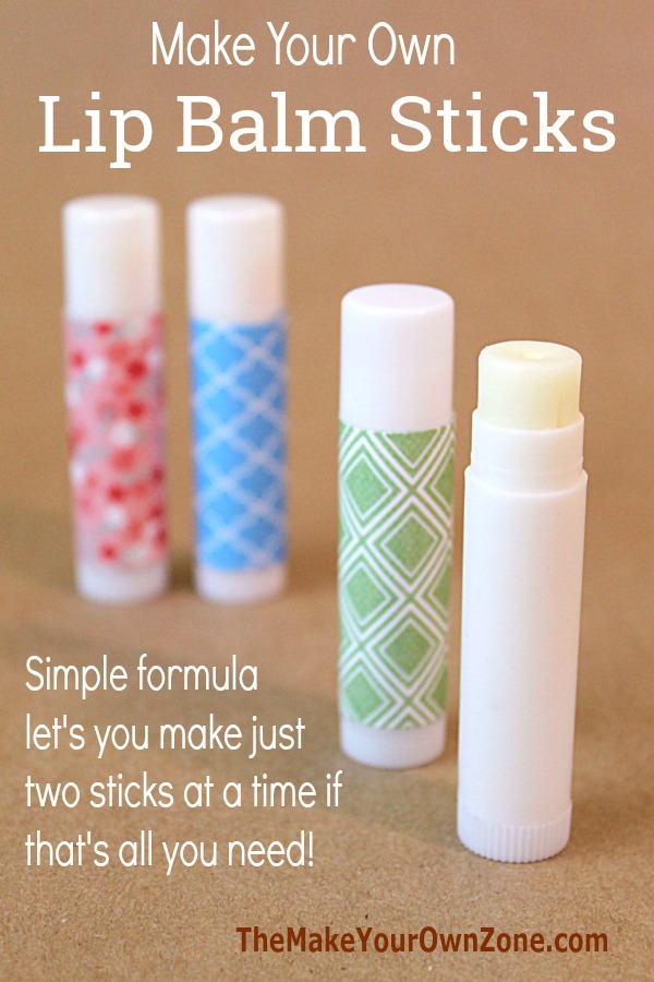 Homemade Lip Balm Chapstick - Simple formula makes any size batch, including just 2 sticks at a time!