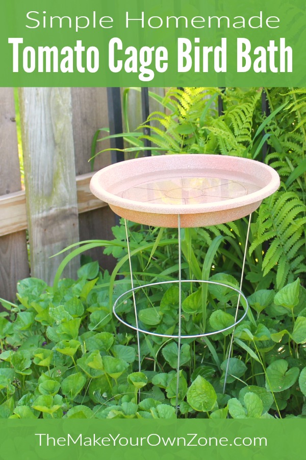 Make your own tomato cage bird bath