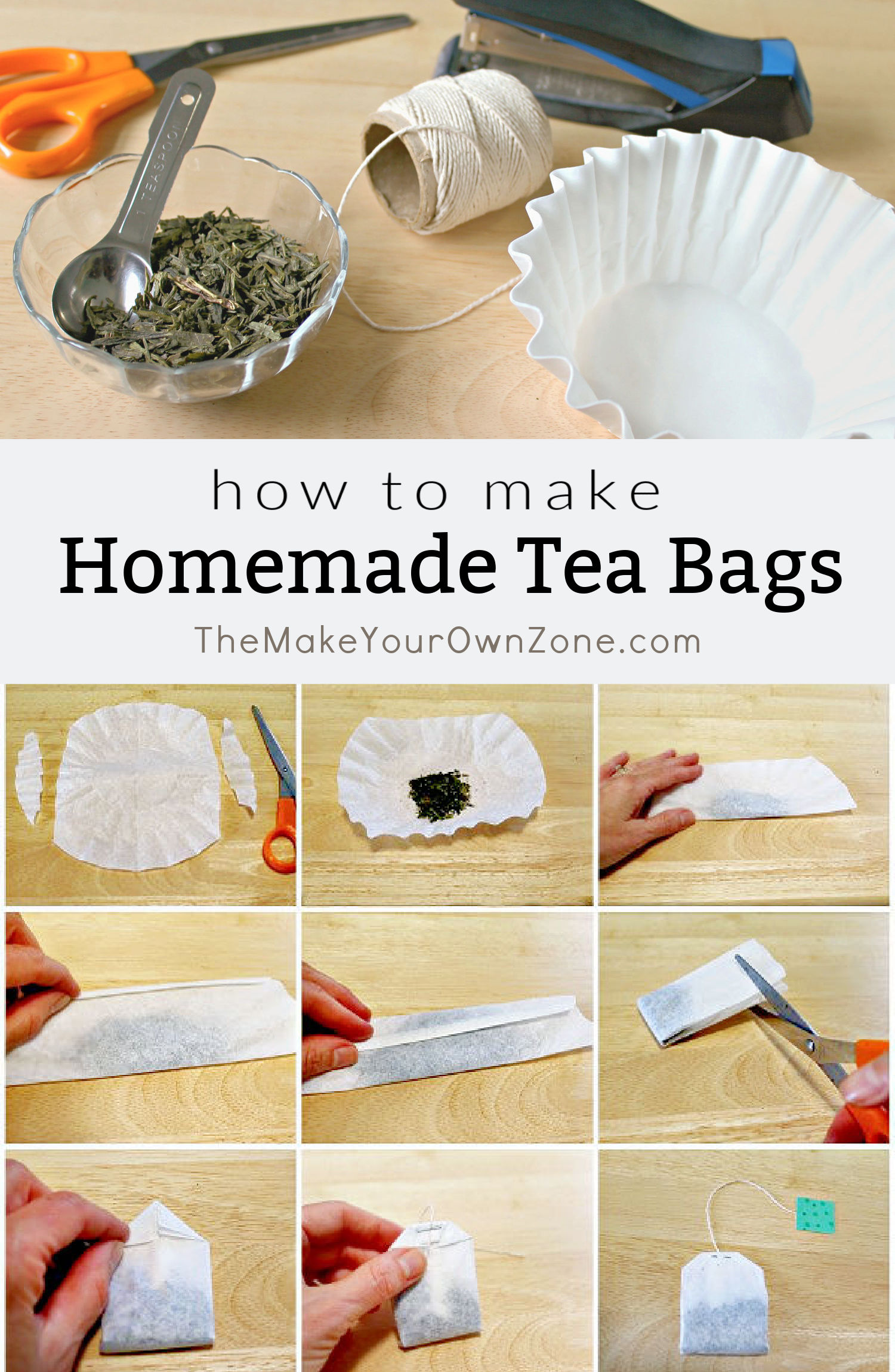 steps to make homemade tea bags