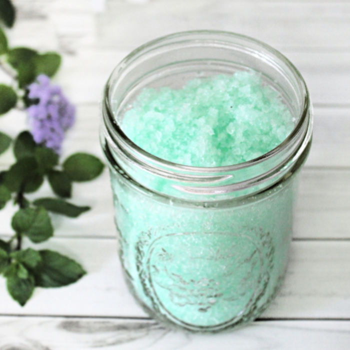 a jar of homemade bath salts