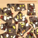 Dark Chocolate Bark recipe made with almonds, pistachios, and cranberries