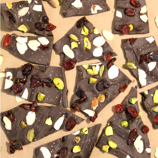 Homemade dark chocolate bark