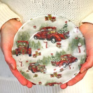 homemade decoupage Christmas plate