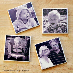 Homemade photo coasters