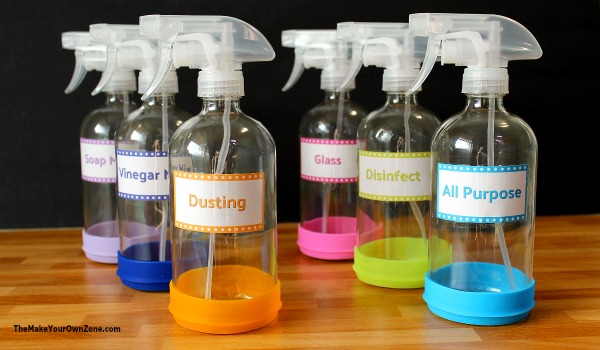 color coded spray bottles
