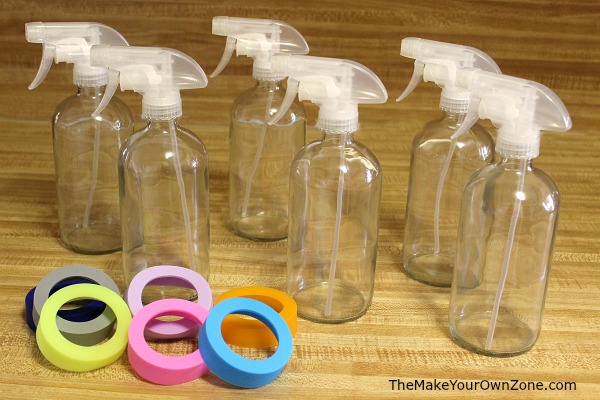 Supplies to make your own colorful spray bottles