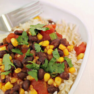 beans and rice on a plate