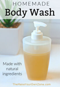 A bottle of homemade natural body wash