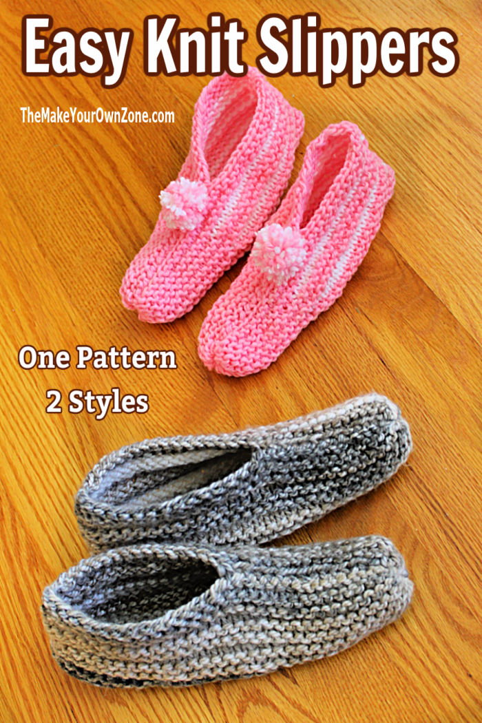 Knit One-piece Slippers Free Knitting Pattern + Video - Knitting ...
