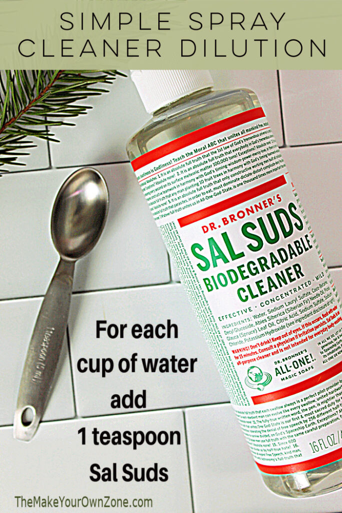 Instructions for how to dilute sal suds to make a spray cleaner