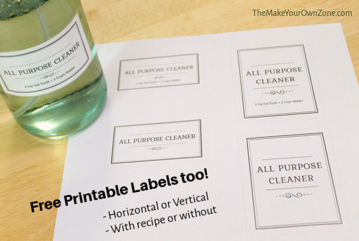 printable labels for sal suds spray cleaner recipe
