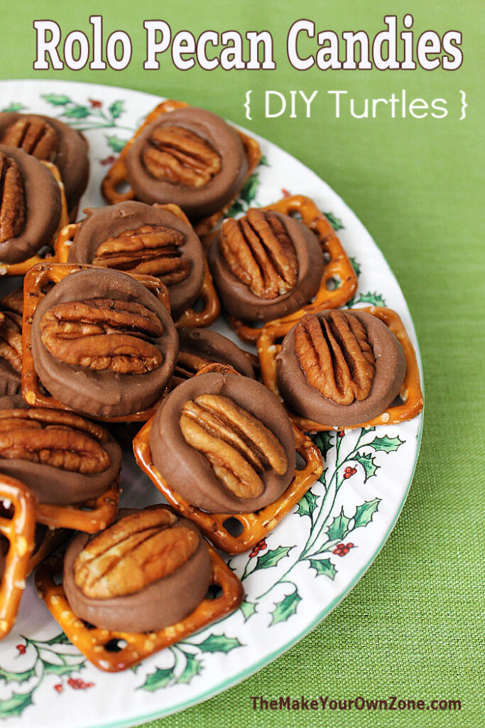 DIY Turtle Candies made with Rolos and Pecans