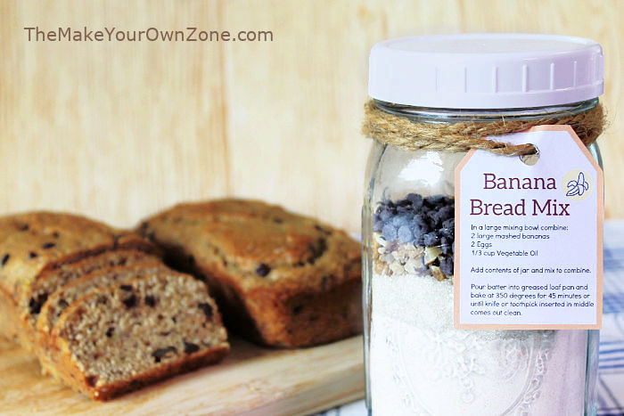 a jar of homemade banana bread mix