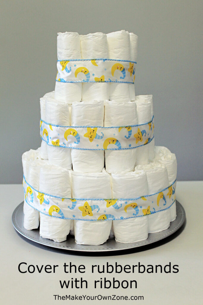 Instructions for how to make a diaper cake