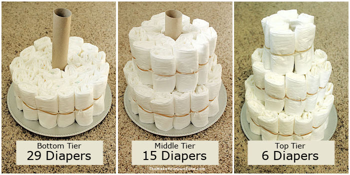 How to make a 3 tier diaper cake