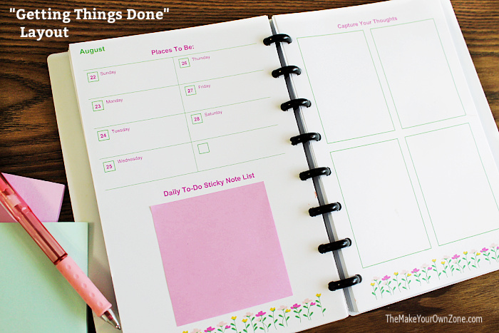 Free printable planner page in a disc bound notebook