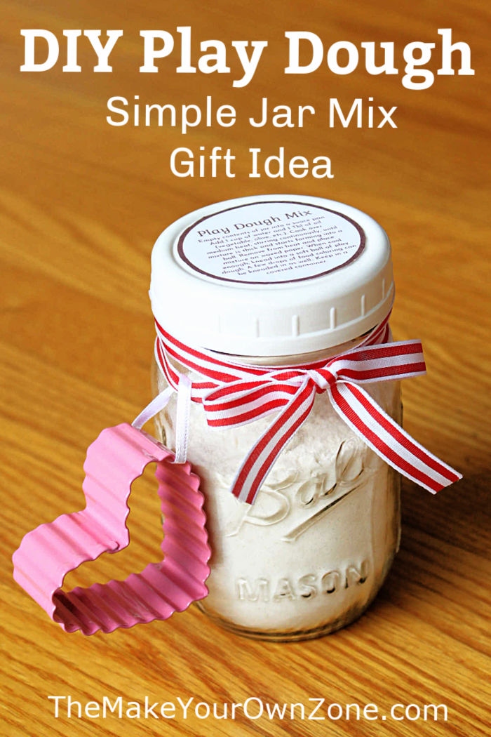 Homemade play dough mix in a jar to give as a gift