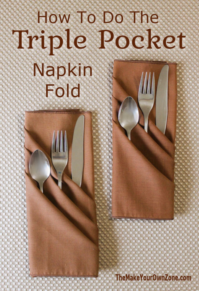 Cutlery in triple fold napkins