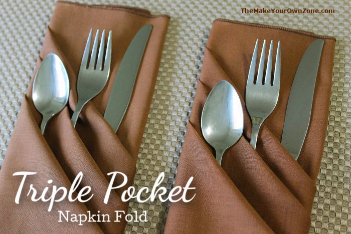 Triple pocket napkin folding