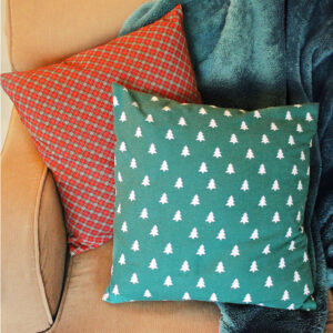 homemade pillow covers in holiday fabric