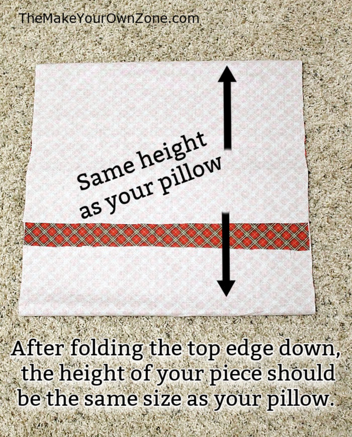 Folding fabric to sew a holiday pillow cover