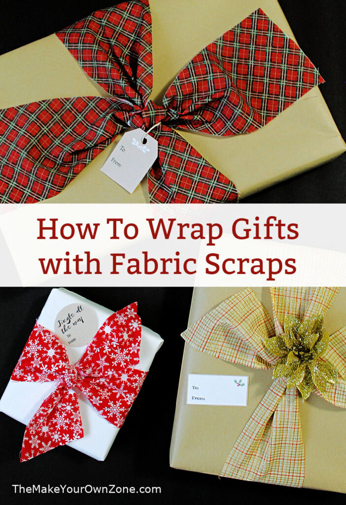gift boxes with bows made from fabric scraps