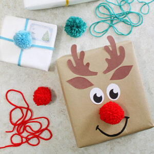 Gifts decorated with pom poms