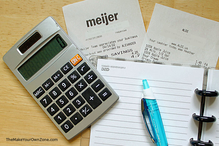 a calculator and store receipts