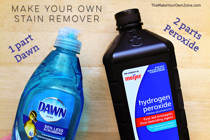 dawn dish soap and hydrogen peroxide to make DIY stain remover