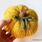 A homemade knit pumpkin.