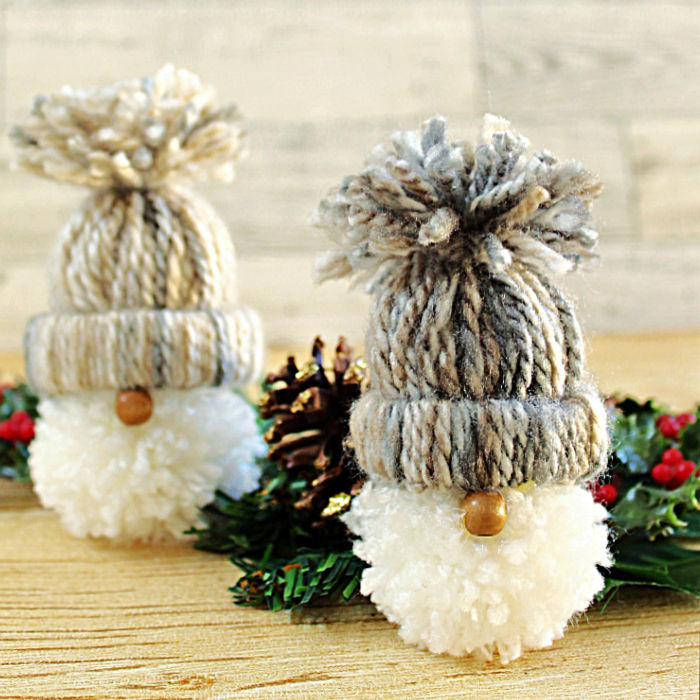 Yarn Pom Pom Gnome Ornaments