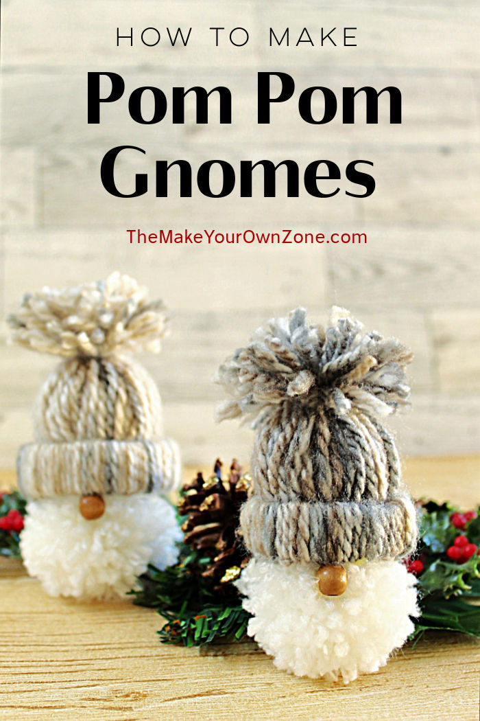 Yarn pom pom gnome ornaments