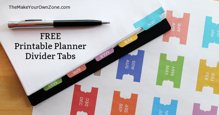 printable divider tabs in a planner