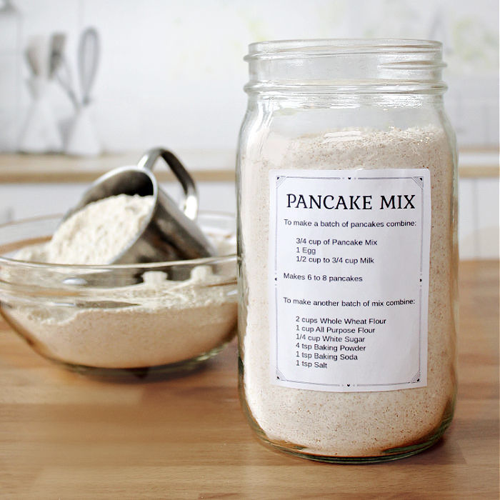 a jar of homemade pancake mix