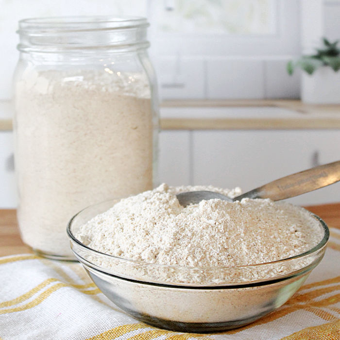 a jar of homemade pancake mix