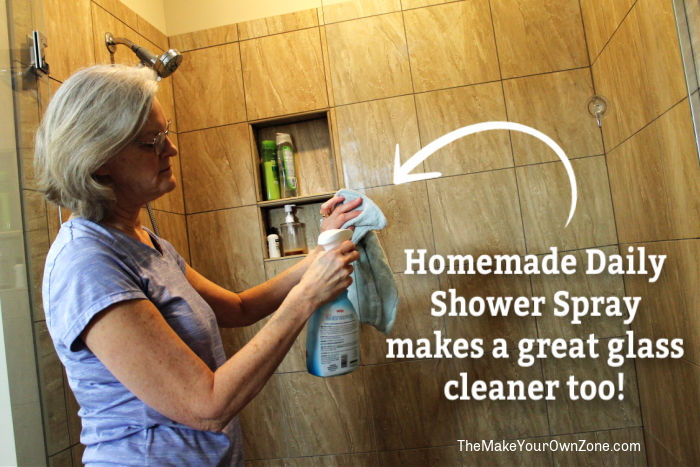 Using homemade daily shower spray on glass doors