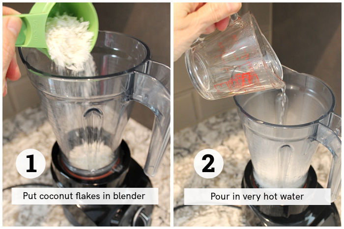 Using a blender to make homemade coconut milk