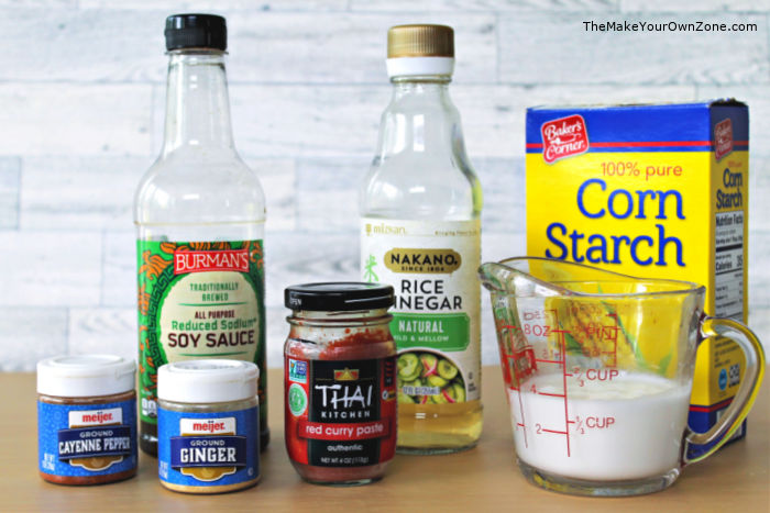 Ingredients used in homemade Thai coconut curry sauce