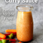 Homemade Thai coconut curry sauce in a bottle
