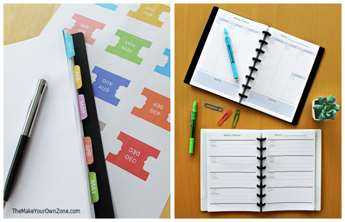 homemade planners with free printable dividers and pages