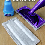 A homemade wet jet mop pad and refill bottle
