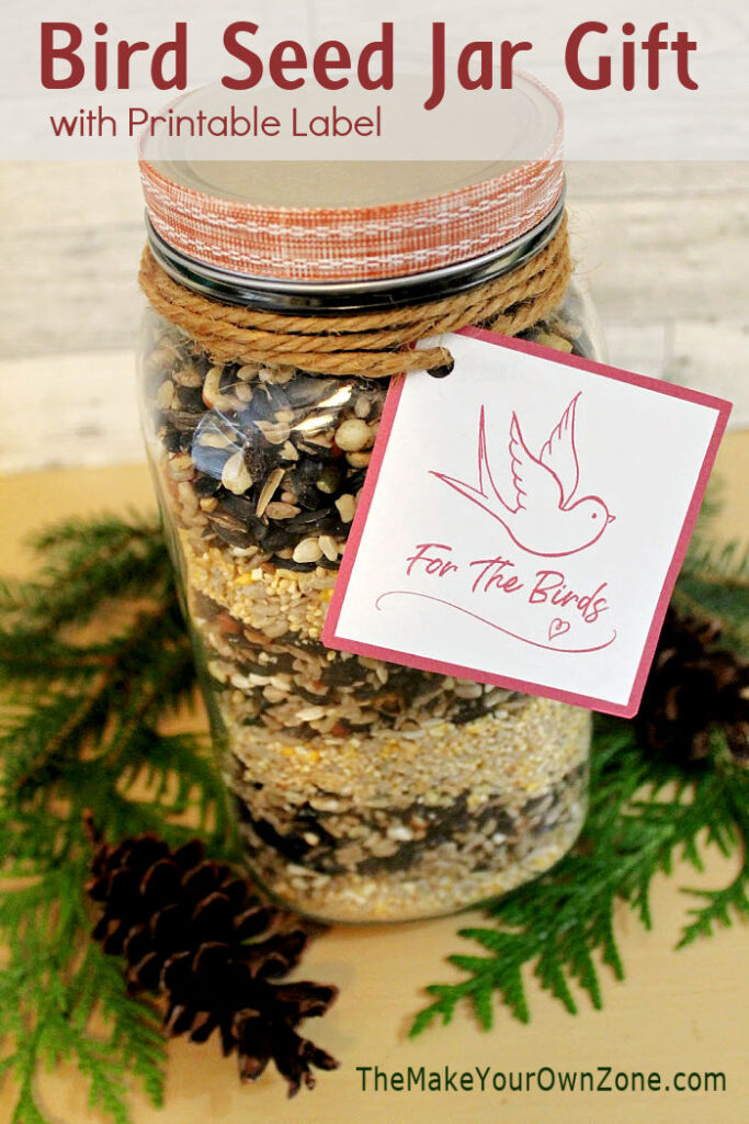 A layered jar gift of bird seed