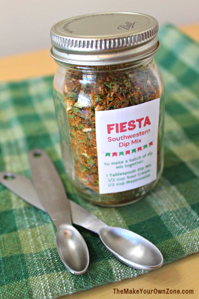 A jar of homemade fiesta dip mix