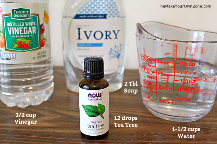 Ingredients to make a homemade disinfecting spray