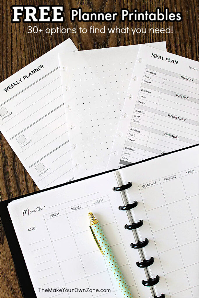 Printable pages for discbound notebooks