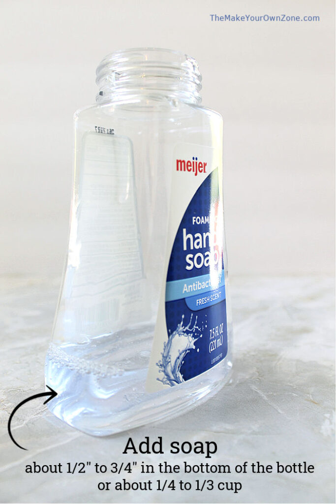 using liquid soap to make homemade foaming soap refill