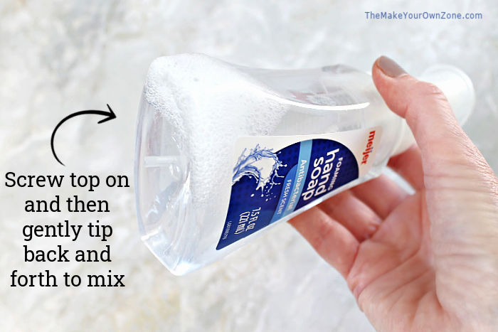 Mixing a homemade foaming soap refill